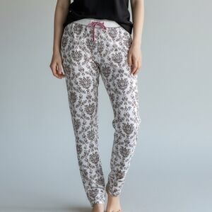 P.J. Salvage White Lounge Pants with Pink Drawstring